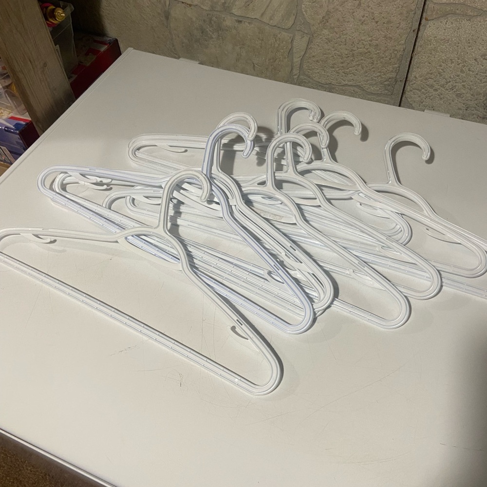 (3/$10) White Plastic Hangers for Home Organization